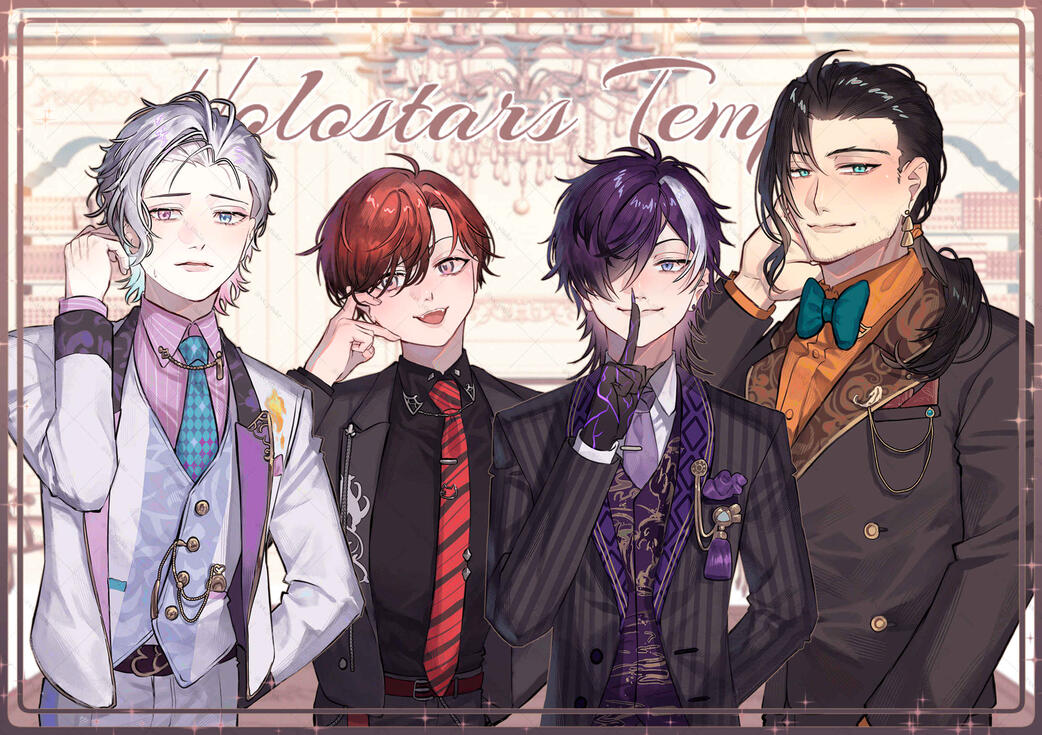 Illustration of the new gala outfit from the Vtuber group Holostars English Tempus VG.