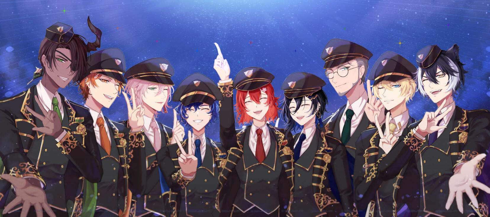 Celebration art for the 2nd act concert from the Vtuber group Holostars Japan with their new outfit and every current member.